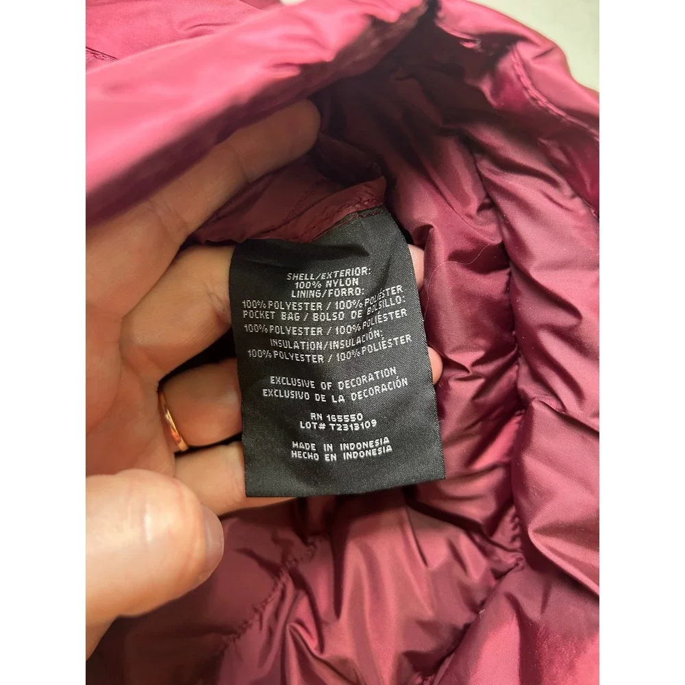 32 Degrees Heat Puffer Vest Women XL Burgundy Wine Quilted Full Zip Sleeveless